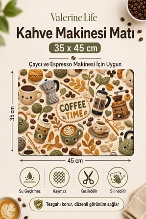 Valerine Life Kahve Espresso Makinesi Matı 35x45cm Çaycı Pad Su Geçirmez Coffee Gazette