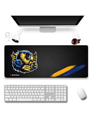 SonicTouch Kupa Avcısı Kanarya Sarı Lacivert Pürüzsüz Sıvı Geçirmez XL Gamer Klavye Mousepad 40x90cm