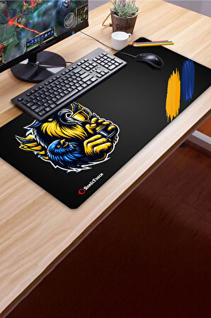 SonicTouch Kupa Avcısı Kanarya Sarı Lacivert Pürüzsüz Sıvı Geçirmez XL Gamer Klavye Mousepad 40x90cm