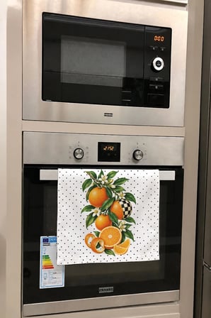 Valerine Life El Kurulama Havlusu 30x50cm Mutfak, Fırın için Pamuklu Emici Damalı Portakal