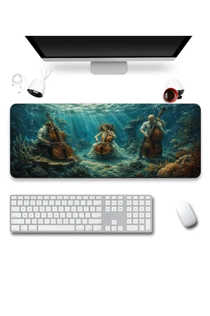 SonicTouch Klavye Mousepad 40x90cm Dikişsiz Pürüzsüz Sıvı Geçirmez Kaymaz Taban Okyanus Senfonisi