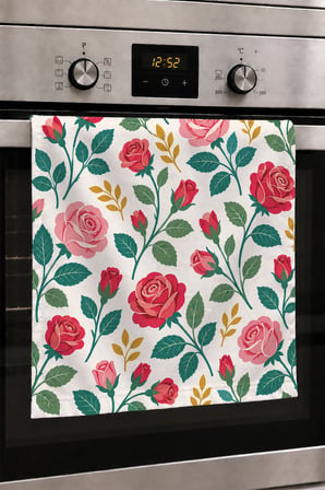 Valerine Life El Kurulama Havlusu 30x50cm Mutfak, Fırın için Pamuklu Emici Gül Esintisi