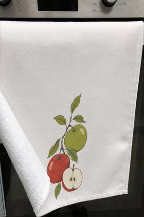 Valerine Life El Kurulama Havlusu 30x50cm Mutfak, Fırın için Pamuklu Emici Elma Dalı