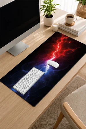 SonicTouch Klavye Mousepad 32x70cm Dikişsiz Pürüzsüz Sıvı Geçirmez Kaymaz Taban iki Kutup