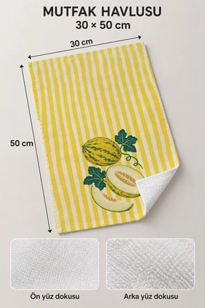 Valerine Life El Kurulama Havlusu 30x50cm Mutfak, Fırın için Pamuklu Emici Kavun Mevsimi