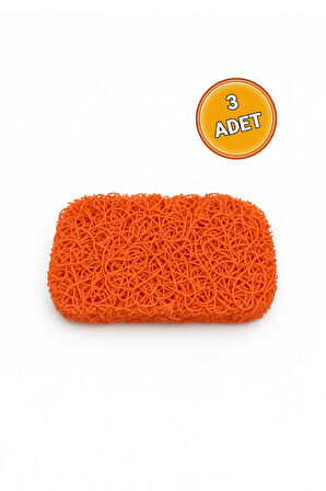 Valerine Life Turuncu Sabunluk Kaymaz Kıvırcık Lif Dokulu Su Tahliyeli Sabun Altlığı 7x11cm 3 Adet