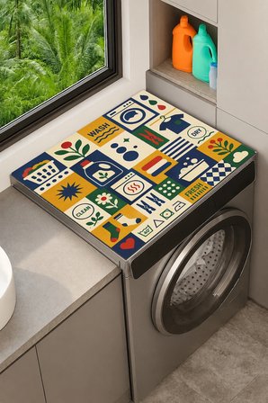 Valerine Life Çamaşır Kurutma Makinesi Üstü Düzenleyici Matı Sıvı Geçirmez Örtü Çamaşır Bahçesi