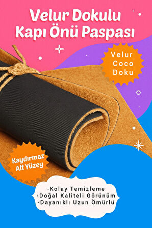 Valerine Life Velür Coco Dokulu Welcome Hoş Geldiniz Kapı Önü Dış Mekan Paspası 45x70cm 27YCM260103