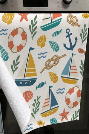 Valerine Life El Kurulama Havlusu 30x50cm Mutfak, Fırın için Pamuklu Emici Sahil Esintisi