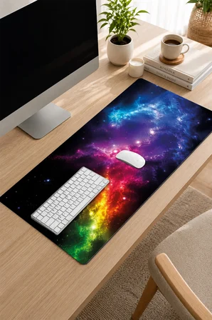 SonicTouch Klavye Mousepad 32x70cm Dikişsiz Pürüzsüz Sıvı Geçirmez Kaymaz Taban Nebula Ufku