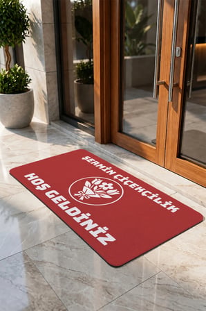 Valerine Life Kapı Önü Paspası 50x90cm Dijital Baskı Kaymaz Kişiye Firmaya Özel Çiçekçilik