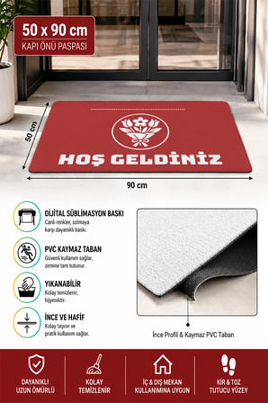 Valerine Life Kapı Önü Paspası 50x90cm Dijital Baskı Kaymaz Kişiye Firmaya Özel Çiçekçilik