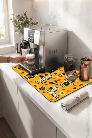 Valerine Life Kahve Espresso Makinesi Matı 35x45cm Çaycı Pad Su Geçirmez Zebra Brew Club