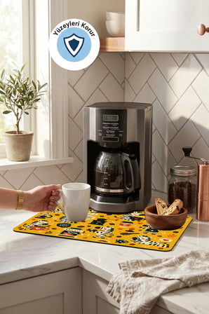 Valerine Life Kahve Espresso Makinesi Matı 35x45cm Çaycı Pad Su Geçirmez Zebra Brew Club