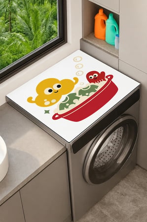 Valerine Life Çamaşır Kurutma Makinesi Üstü Düzenleyici Matı Sıvı Geçirmez Örtü Köpük Arkadaşları