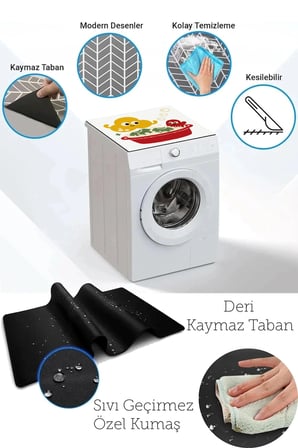 Valerine Life Çamaşır Kurutma Makinesi Üstü Düzenleyici Matı Sıvı Geçirmez Örtü Köpük Arkadaşları