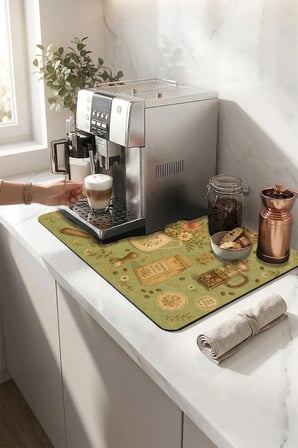 Valerine Life Kahve Espresso Makinesi Matı 35x45cm Çaycı Pad Su Geçirmez Adaçayı Kahve Bahçesi