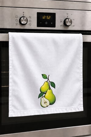 Valerine Life El Kurulama Havlusu 30x50cm Mutfak, Fırın için Pamuklu Emici Armut Dalı