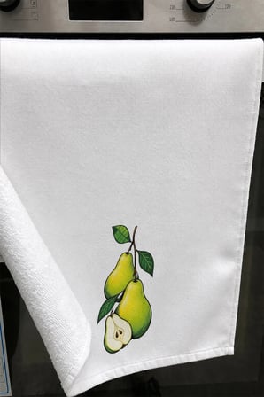 Valerine Life El Kurulama Havlusu 30x50cm Mutfak, Fırın için Pamuklu Emici Armut Dalı