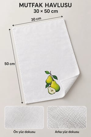 Valerine Life El Kurulama Havlusu 30x50cm Mutfak, Fırın için Pamuklu Emici Armut Dalı