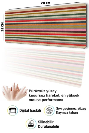 SonicTouch Klavye Mousepad 32x70cm Dikişsiz Pürüzsüz Sıvı Geçirmez Kaymaz Taban Yörük Kilimi