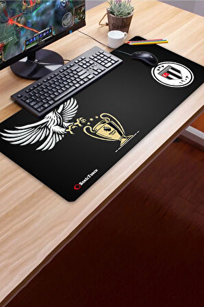 SonicTouch UltraGrand Kara Kartal Zaferin Pençesi 1903 Xxl Gamer Oyuncu Klavye Mouse Pad 40x90Cm