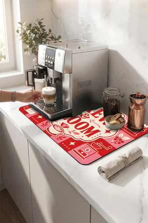 Valerine Life Kahve Espresso Makinesi Matı 35x45cm Çaycı Pad Su Geçirmez Brew & Bloom