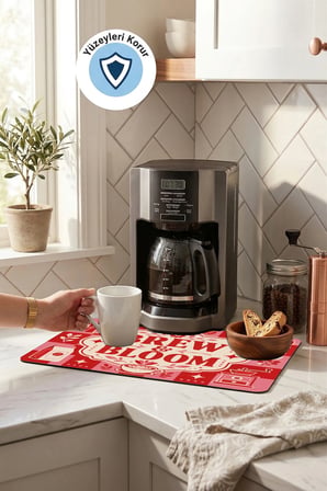 Valerine Life Kahve Espresso Makinesi Matı 35x45cm Çaycı Pad Su Geçirmez Brew & Bloom