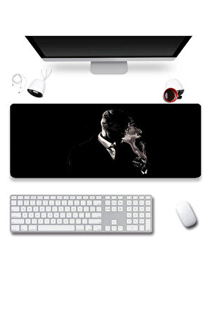 SonicTouch UltraGrand Tommy Shelby Sigara Dumanı Xxl Gaming Oyuncu Masaüstü Klavye Mouse Pad 40x90Cm