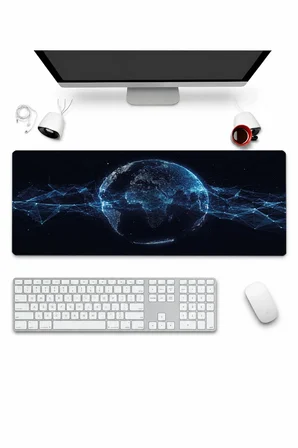 SonicTouch Klavye Mousepad 32x70cm Dikişsiz Pürüzsüz Sıvı Geçirmez Kaymaz Taban Küresel Ağ