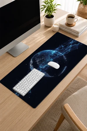 SonicTouch Klavye Mousepad 32x70cm Dikişsiz Pürüzsüz Sıvı Geçirmez Kaymaz Taban Küresel Ağ