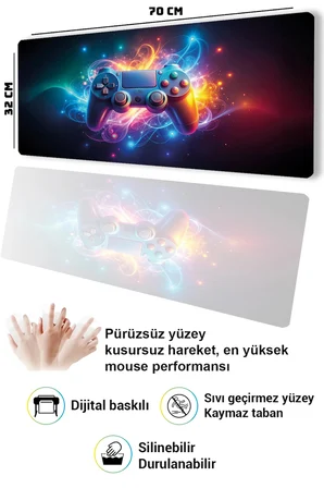 SonicTouch Klavye Mousepad 32x70cm Dikişsiz Pürüzsüz Sıvı Geçirmez Kaymaz Taban Enerji Modu