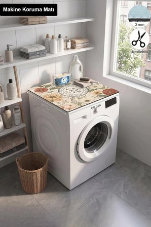 Valerine Life Çamaşır Kurutma Makinesi Üstü Düzenleyici Matı Örtü Vintage Garden Çiçekleri