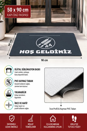 Valerine Life Kapı Önü Paspası 50x90cm Dijital Baskı Kaymaz Kişiye Firmaya Özel Kebapçı Ocakbaşı