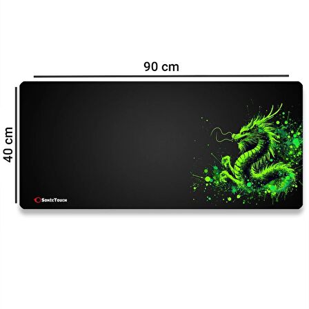 SonicTouch UltraGrand Siyah Neon Yeşili Ejder Dragon Dikişsiz Xxl Gaming Oyuncu Masaüstü Klavye Mouse Pad 40x90Cm