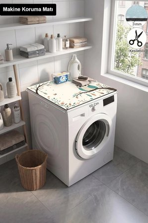 Valerine Life Çamaşır Kurutma Makinesi Üstü Düzenleyici Matı Sıvı Geçirmez Örtü Bohem Baykuş