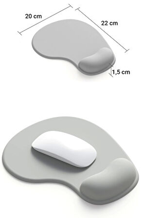 SonicTouch Bilek Destekli Gri Damla Tipi Pürüzsüz Yüzey Dikişsiz Gamer Oyuncu Mouse Pad 20x22cm