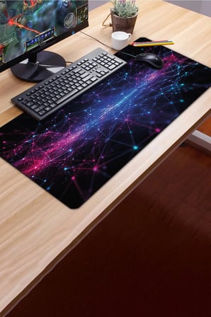 SonicTouch Klavye Mousepad 40x90cm Dikişsiz Pürüzsüz Sıvı Geçirmez Kaymaz Taban Siber Doku