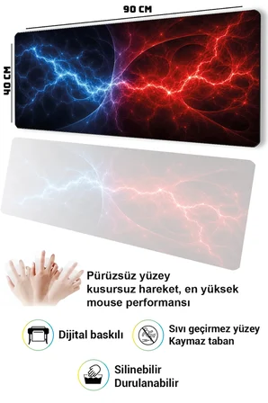 SonicTouch Klavye Mousepad 40x90cm Dikişsiz Pürüzsüz Sıvı Geçirmez Kaymaz Taban Elementlerin Savaşı