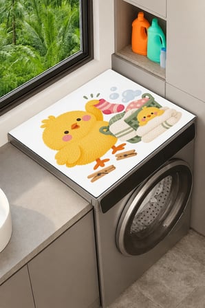Valerine Life Çamaşır Kurutma Makinesi Üstü Düzenleyici Matı Sıvı Geçirmez Örtü Sarı Pofuduklar