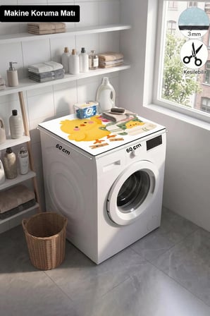 Valerine Life Çamaşır Kurutma Makinesi Üstü Düzenleyici Matı Sıvı Geçirmez Örtü Sarı Pofuduklar