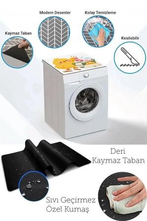 Valerine Life Çamaşır Kurutma Makinesi Üstü Düzenleyici Matı Sıvı Geçirmez Örtü Sarı Pofuduklar