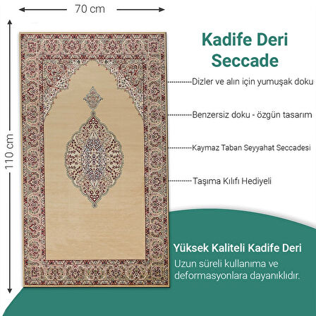 Ravabi Rug Araç İçi İşyeri Deri Taban Namazlık Çantalı Hediyelik Seyahat Seccadesi 70x110cm 21231017