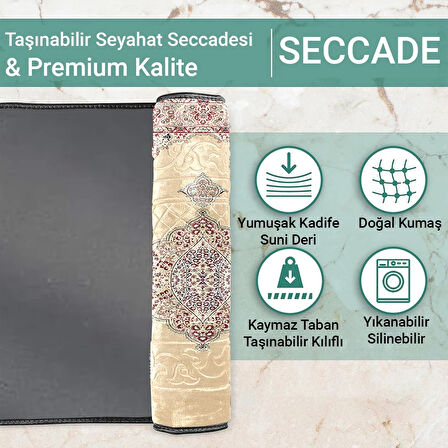 Ravabi Rug Araç İçi İşyeri Deri Taban Namazlık Çantalı Hediyelik Seyahat Seccadesi 70x110cm 21231017