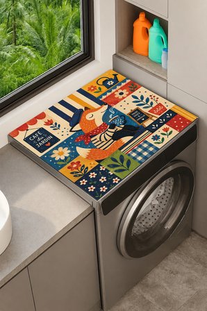 Valerine Life Çamaşır Kurutma Makinesi Üstü Düzenleyici Matı Sıvı Geçirmez Örtü Jardin Café
