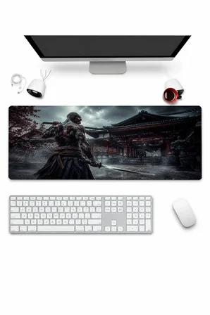 SonicTouch Klavye Mousepad 32x70cm Dikişsiz Pürüzsüz Sıvı Geçirmez Kaymaz Taban Tapınak Savaşçısı