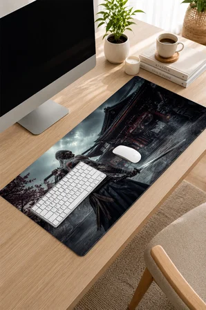 SonicTouch Klavye Mousepad 32x70cm Dikişsiz Pürüzsüz Sıvı Geçirmez Kaymaz Taban Tapınak Savaşçısı
