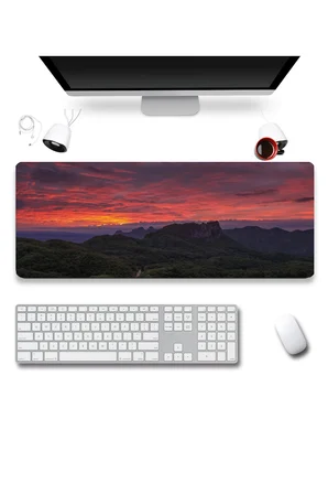 SonicTouch Klavye Mousepad 32x70cm Dikişsiz Pürüzsüz Sıvı Geçirmez Kaymaz Taban Kızıl Ufuk