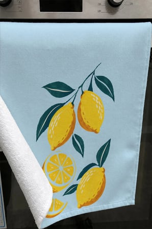 Valerine Life El Kurulama Havlusu 30x50cm Mutfak, Fırın için Pamuklu Emici Akdeniz Limonları