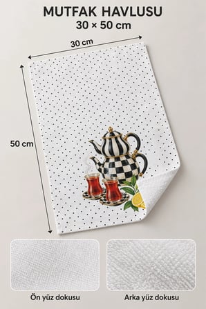 Valerine Life El Kurulama Havlusu 30x50cm Mutfak, Fırın için Pamuklu Emici Demli Sohbet